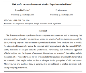 Risk preferences and economic shocks: Experimental evidence